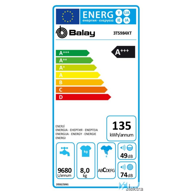 LAVADORA BALAY 3TS984X 8 KG S.LIBRE INSTALACION